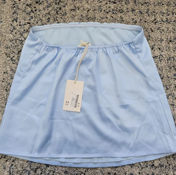 BNWT. Brunette The Label 2 Piece Light Blue Satin Strapless Dress - Picture 4 of 4